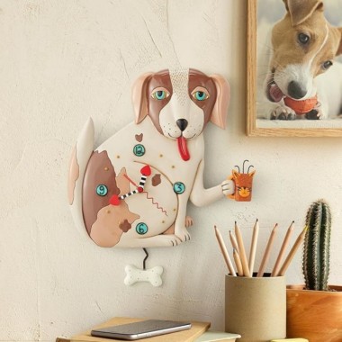 Allen Design - Orologio da parete con pendolo CANE CON OSSO