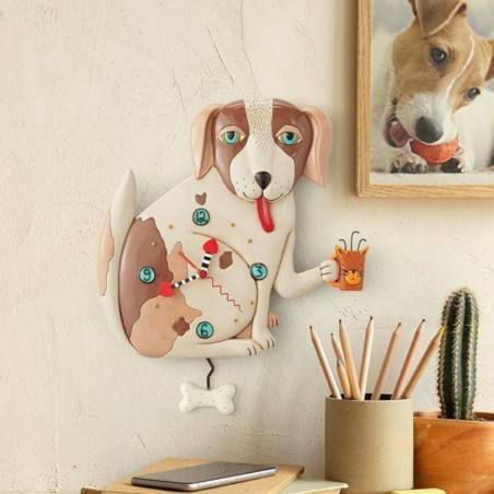 Allen Design - Orologio da parete con pendolo CANE CON OSSO