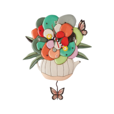 Allen Design - Orologio da parete con pendolo TEIERA CON FIORI