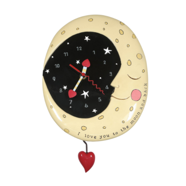 Allen Design - Orologio da parete con pendolo TI AMO FINO ALLA LUNA E RITORNO