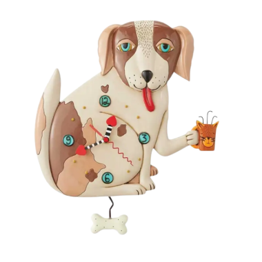 Allen Design - Orologio da parete con pendolo CANE CON OSSO