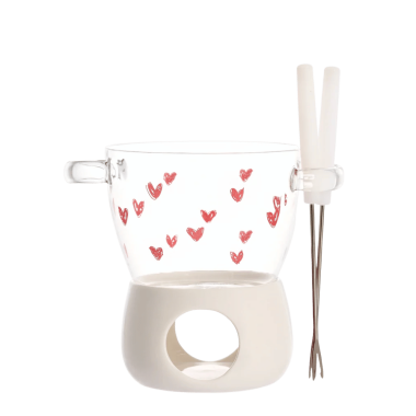 Simple Day - Fonduta cioccolato Tappezzeria cuori - base bianca