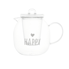 Teiera in vetro borosilicato decoro Happy