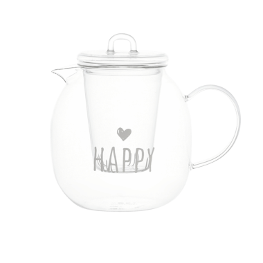 Teiera in vetro borosilicato decoro Happy