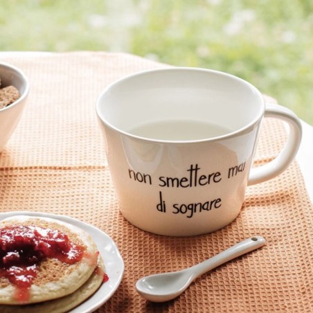 Set 2 tazze in gres Non smettere mai di sognare