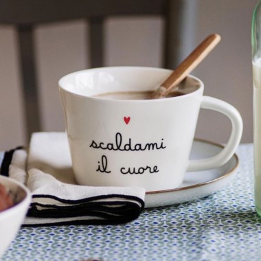 Set 2 tazze in gres scaldami il cuore