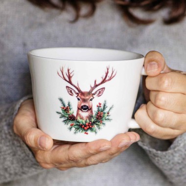 Tazza colazione Cervo con Ghirlanda 580ml