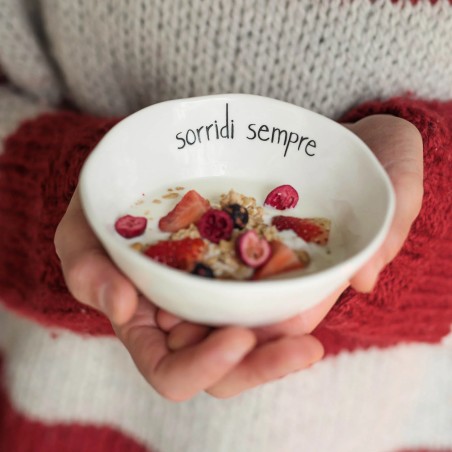 Set 2 Coppette in gres Sorridi sempre