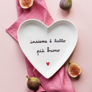 Set 2 Piatti cuore Insieme è tutto più buono - 18 cm
