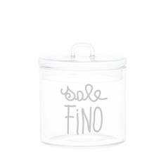 Barattolo Sale fino in corsivo bianco