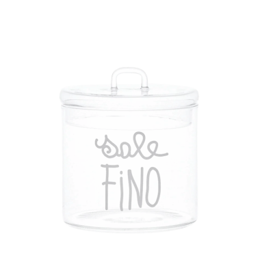 Barattolo Sale fino in corsivo bianco