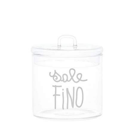 Barattolo Sale fino in corsivo bianco